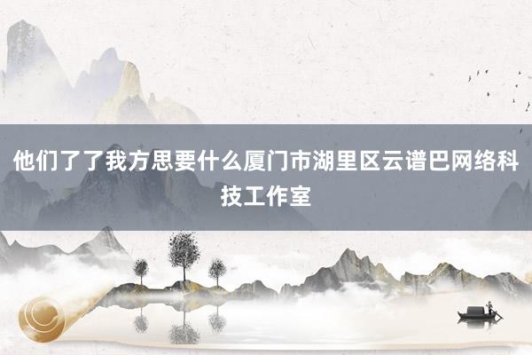 他们了了我方思要什么厦门市湖里区云谱巴网络科技工作室